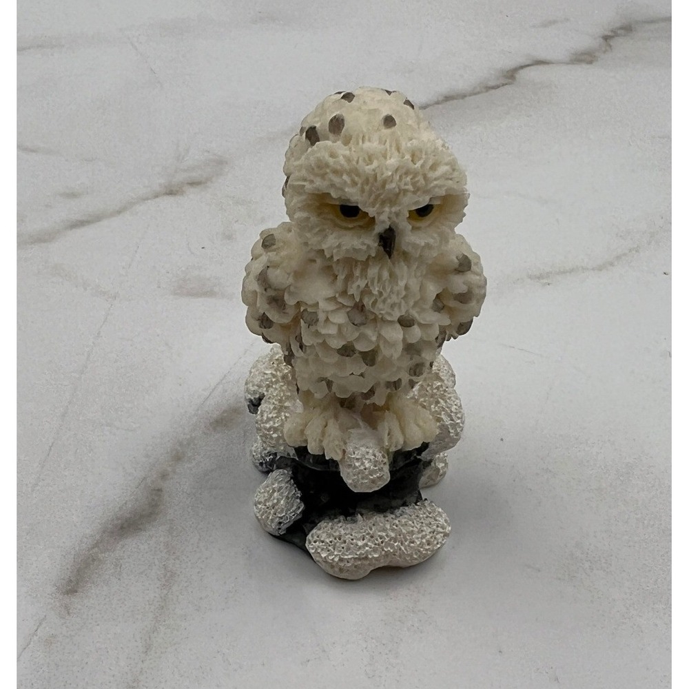 Miniature Snowy Owl Figurine White Bird of Prey Nature Decor Sculpture
